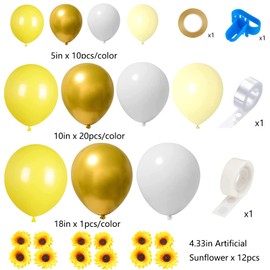 139PCS Yellow Balloons Kit with Artificial Sunflowers for Sunflower Theme Parties