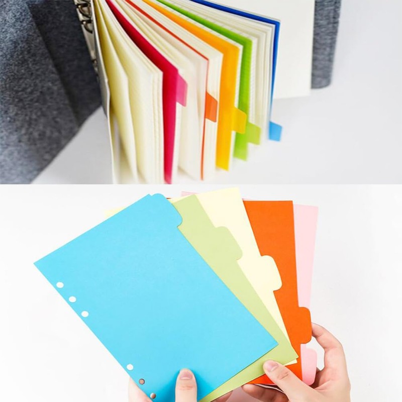 6 Pack Dividers 6 Holes A5 Index Paper Dividers 30