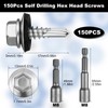 MirraSwit Trapezoidal Sheet Metal Screws Self-Tapping Screws Pack of 150