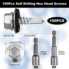 MirraSwit Trapezoidal Sheet Metal Screws Self-Tapping Screws Pack of 150