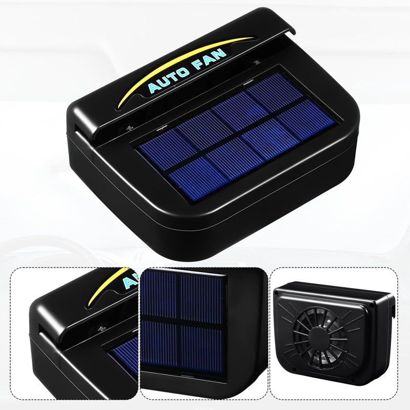 Tujoe 3 Pcs Solar Powered Car Ventilator Vehicle Exhaust Fan
