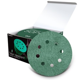 Faoyoon Sanding Disc 5 Inch 8 Hole Hook & Loop, Orbital Sander Pads for Woodworking, Metal, Automotive, Green Film Sandpaper Discs - 100 Grit,50 Pack