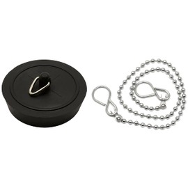 fiXte Replacement Sink Plug Shower Bath Black 45mm (1 3/4") Plug with 450mm (18") Chain or 38mm (1 1/2") Plug with 300mm (12") Chain (12" Chain - 38mm Plug)