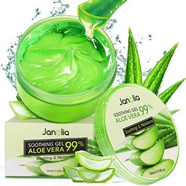 Janolia Aloe Vera Gel, 300 ml Aloe Vera Face Gel, Natural Aloe Vera Extract, Soothing and Moisturising, Sun Protection and Self-Tanner, for Face, Body, Sunburn