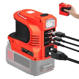 220W Power Inverter for Bauer 20V, DC 24V to AC 110-120V Portable Power Charger with 2 USB Ports, 1 Type-C, and 1 AC Outlet (No Battery)