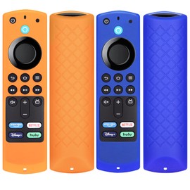 2 Pack Remote Case for TV Stick (3rd Gen) / 4K Max 2021 Release Voice Remote Silicone Replacement Protective Case Cover Skin Sleeve - Orange Dark Blue