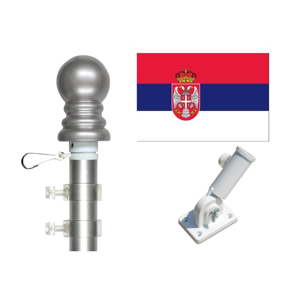 2'x3' Serbia Polyester Flag Display Set Also Includes One Deluxe