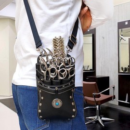 Barber Bag, Crossbody and Waist Dual Purpose Scissor Holder Hairdressing Tools Storage Holster Shear PU Leather Pouch with Removable for Hairstylists Groomer Makeup Artists Comb