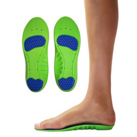 KidSole Memory Foam Sport Plus + Plantillas deportivas de espuma viscoelástica para niños para soporte de arco y comodidad para niños activos: con capa superior de espuma viscoelástica adicional., Green, (24 cm) Kids Size 3-6