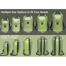 YUMQUA Dry Bag Waterproof Bag 5L 10L 20L 30L 40L Waterproof Bag Pack Sack for Kayak Boat Fishing Rafting Camping Snowboarding Swimming Water Sports, Army Green, Waterproof bag pack sack