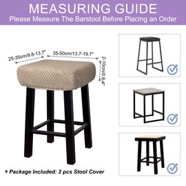 uxcell 2pcs Stool Covers Rectangle, Bar Stool Covers Saddle Seat Cover for Wooden Metal Bench Chair Khaki