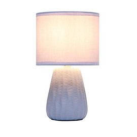 Simple Designs LT1138-PWK 11.02" Traditional Mini Modern Ceramic Texture Pastel Accent Bedside Table Desk Lamp w Matching Fabric Shade for Decor,Bedroom, Nightstand, Living Room, Entryway, Periwinkle