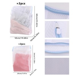 Xmart Pack of 4 Large Washing Net with Handles, Durable Laundry Bag, Laundry Net for Washing Machine with Handles, Laundry Nets with Zip for Rewashing Clothes Like Shirts