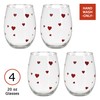 Hearts Wine Glass Set - Set of 4 Stemless Glasses