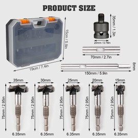10 Piece Hole Cutter Wood Set, Carbide Forstner Drill Bit Set, Wood Drill Bit 15, 20, 25, 30, 35 mm, Hole Drill Wood, Auger Opener, Hinge Hole Drill for Wood, Hardwood, Furniture