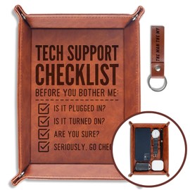INNObeta Tech Guy Gifts Valet Tray, Desktop Storage Organizer PU Leather Bedside Tray Key Coin Holder for Tech Guy, Perfect for Birthday, Christmas