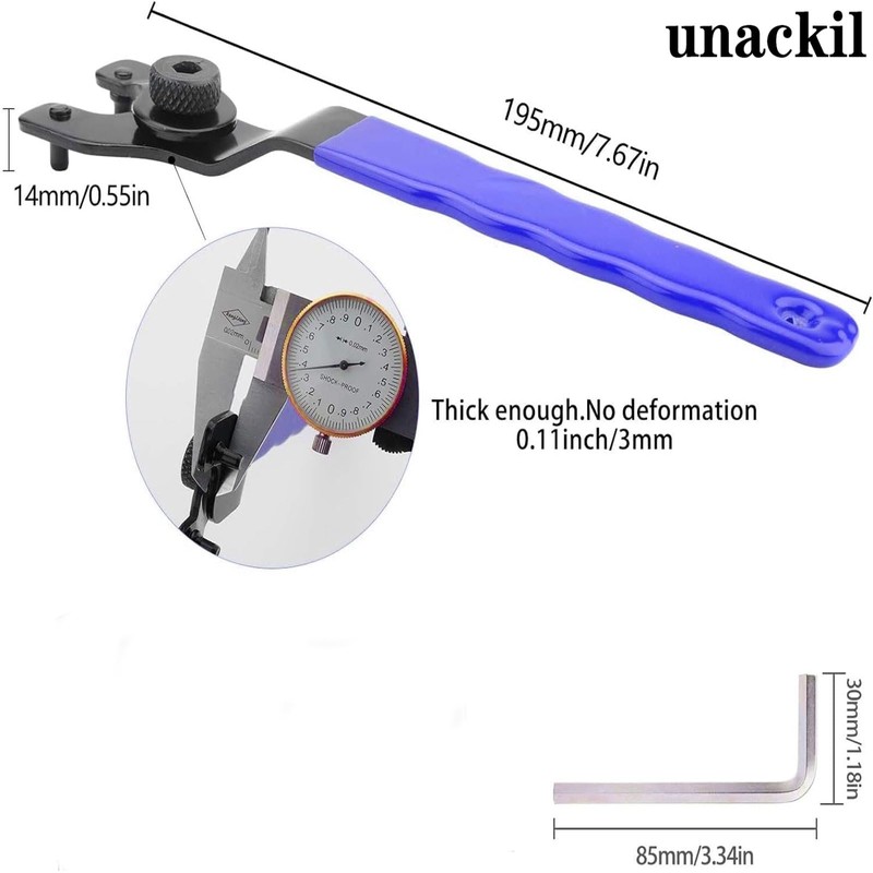 uncakil Adjustable Angle Grinder Spanner Wrench Universal CTool Small Pin