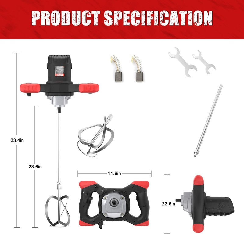 IMAYCC Cement Mixer 2100W, Portable Concrete Mixer, 110V Handheld Mud