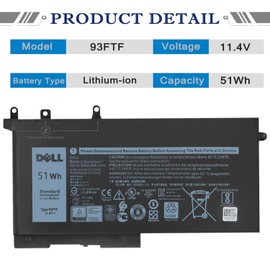 DELL 93FTF Laptop Battery Compatible with DELL Latitude 5280 5480 5580 5590 5490 5288 5290 5488 E5280 E5480 E5580 E5490 E5590 E5290 Precision 15 3520 3530
