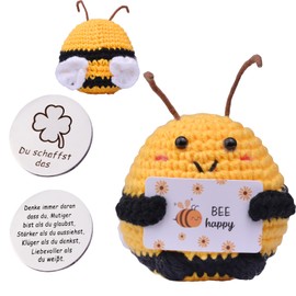 Mwmoeen Pocket Hug Lucky Pigs, Positive Gifts Lucky Pigs, Creative Knitting Wool Animal and Small Hug Lucky Charm, Best Friend Gifts with Positive Energy Card