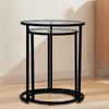 inoseen Round Glass Coffee Table Set 2 Black Nesting Table