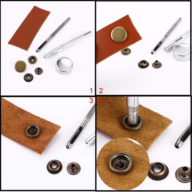 WedDecor 15mm Matte Black Snap Fasteners 4 Parts Press Studs