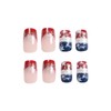 24 Pcs French Nails Square Press on Nails Independence Day