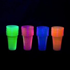 Party Essentials N164060 Soft Plastic Party Cups/Tumblers, 16-Ounce Capacity, Assorted Neon (Case of 400)