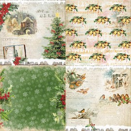 Verve Jelly 12 Designs Christmas Pattern Paper Pack 24 Sheet Merry Christmas Scrapbook Specialty Paper Single Sided Cardstock Paper Decorative Craft Paper for Card Making Scrapbook, 6*6in