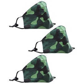 NORTY 3 Pack Adult 3 Layer Washable Reusable Cotton Fabric Adjustable Face Mask Cover, Green Camouflage WFP6