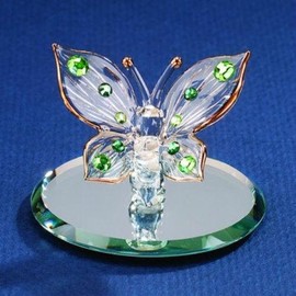 Glass Baron ~ Green Crystals Butterfly Figurine