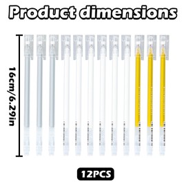 Granvoo Gold Silver White Gel Pen Set, 12 Pieces 0.6 mm, Gel Pen White, White Gel Pen for Drawing Highlights, Extra Fine Dot Pens, Ink Pens for Black Paper, Art Drawing