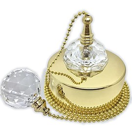 Dalton Electrical Accessories Brass Ceiling Pull Switch with Crystal Ball Pull Chain for Bathroom, Bedroom, 1 or 2 Way Compatible