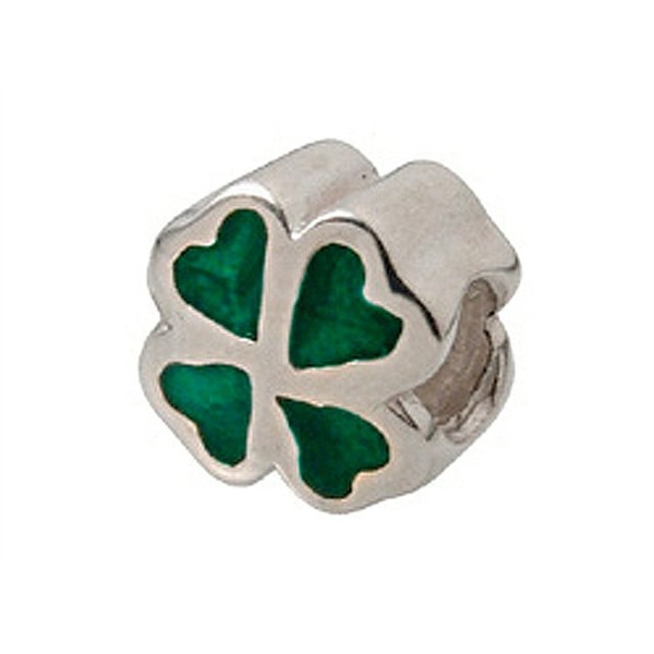 Zable Sterling Silver Green Enamel Clover Bead/Charm