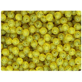 BeadTin Lure Yellow Frosted w/Black Flakes 6mm Round Plastic Beads (500pcs)