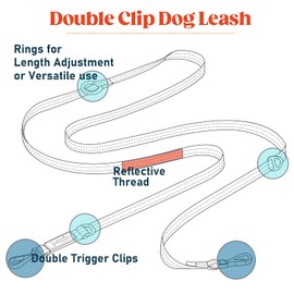 Pelzin Hands Free Dog Leash - 7-in-1 Multifunctional Crossbody Dog Leash with Aluminum Buckles - Reflective Double Clip Dog Leash for Anti-Pulling Dog Training - Suitable for Puppies and Small Dogs