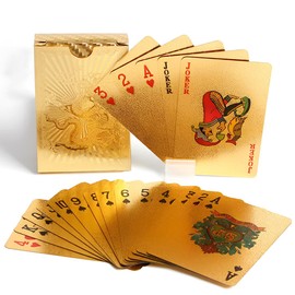NOPKESV 1 Card Games Poker Plastic Waterproof Novelty 54 Card Game Playing Cards Servd Cards Gold Totem Dragon