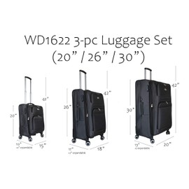 New York XPress Softside Luggage Sets 3 Piece,Expandable Lightweight Durable Suitcase Sets Double Spinner Wheels w/Combination Lock （20''/26''/30''）#Coffee