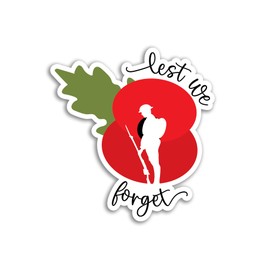 2 x 10cm Lest We Forget Poppy Vinyl Stickers - Remembrance Day Memorial Service Poppies British Flower War Decal Scrapbook Sticker #81794