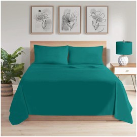 GC GAVENO CAVAILIA Easy Care Flat Sheet King Size - (265 X 275 Cm) Polycotton Bed Sheets - Super Soft & Comfortable Wrinkle Free Sheet -Deep Teal