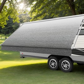 AlphabetAcre Heavy-Duty 13ft RV Awning Replacement Fabric - 18.5oz Heat-Sealed Vinyl Camper Awning Replacement，UV Resistant & Weatherproof, Universal Canopy for Most RVs and Trailers，Ombré Gray