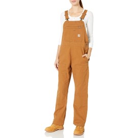 Carhartt womens Carhartt Women's Crawford Double Front Bib Overalls Coveralls, Carhartt Brown, Small Short US