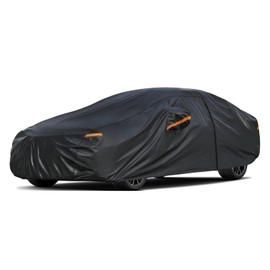 Kayme 7 Layers Heavy Duty Car Cover Waterproof All Weather, Full Exterior Cover Outdoor Snow Sun Uv Protection with Zipper for Automobiles, Universal Fit for Sedan (186 to 193 Inch)