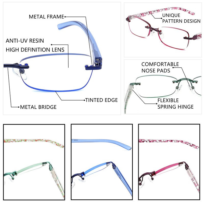 JJWELL 3 Pack Blue Light Blocking Reading Glasses for Women,