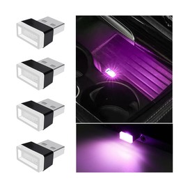 Mandark 4PCS USB LED Car Interior Atmosphere Lamp, Plug-in USB Interface Vehicle Decor Night Light, Portable Mini Automotive Ambient Lighting Kits, Universal for SUV, Sedan, Truck (Pink)