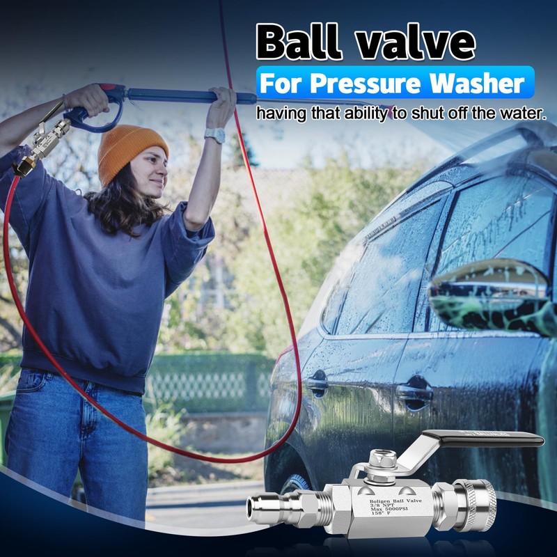Boltigen 5000 PSI High Pressure Washer Ball Valve Kit, 3/8"