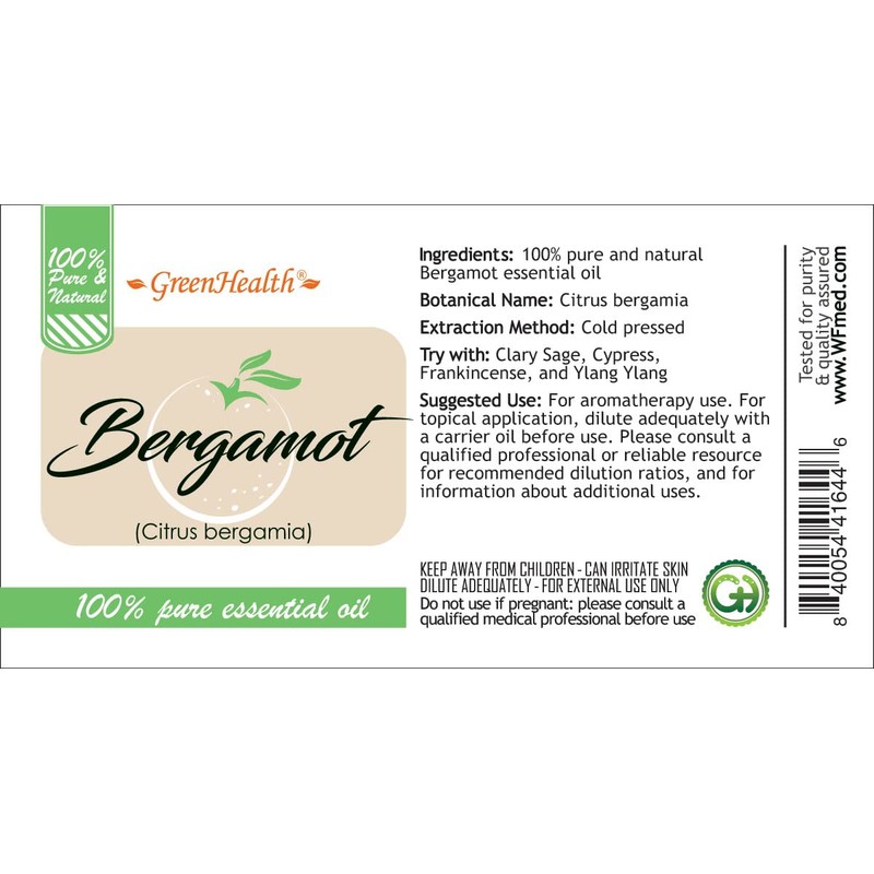 Bergamot Essential Oil (100% Pure & Uncut) - 1 fl