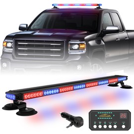 XRIDONSEN 37 inch 104 LED Roof Top Police Lights Red Blue Magnetic Police Light Bar Emergency Strobe Lights Warning Hazard Flashing Safety Traffic Advisor for Law Enforcement Vehicles Truck Pickup SUV