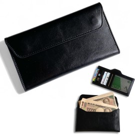 nervousrhinos 1 Million Yen Storage Bill Bill Holder, Thin Bill Case, Magnetic Flap, Wallet for Bills Only; Men's, Women's, Genuine Leather, Bill Book, Storage Case, Black