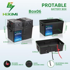 12V Battery Box Outdoor Portable Multifunction Battery Tray Cases for Marine Boat RV Camping Travel Lead acid AGM Lithium LiFePO4 Battery Plastic Boxes(Battery not Include)